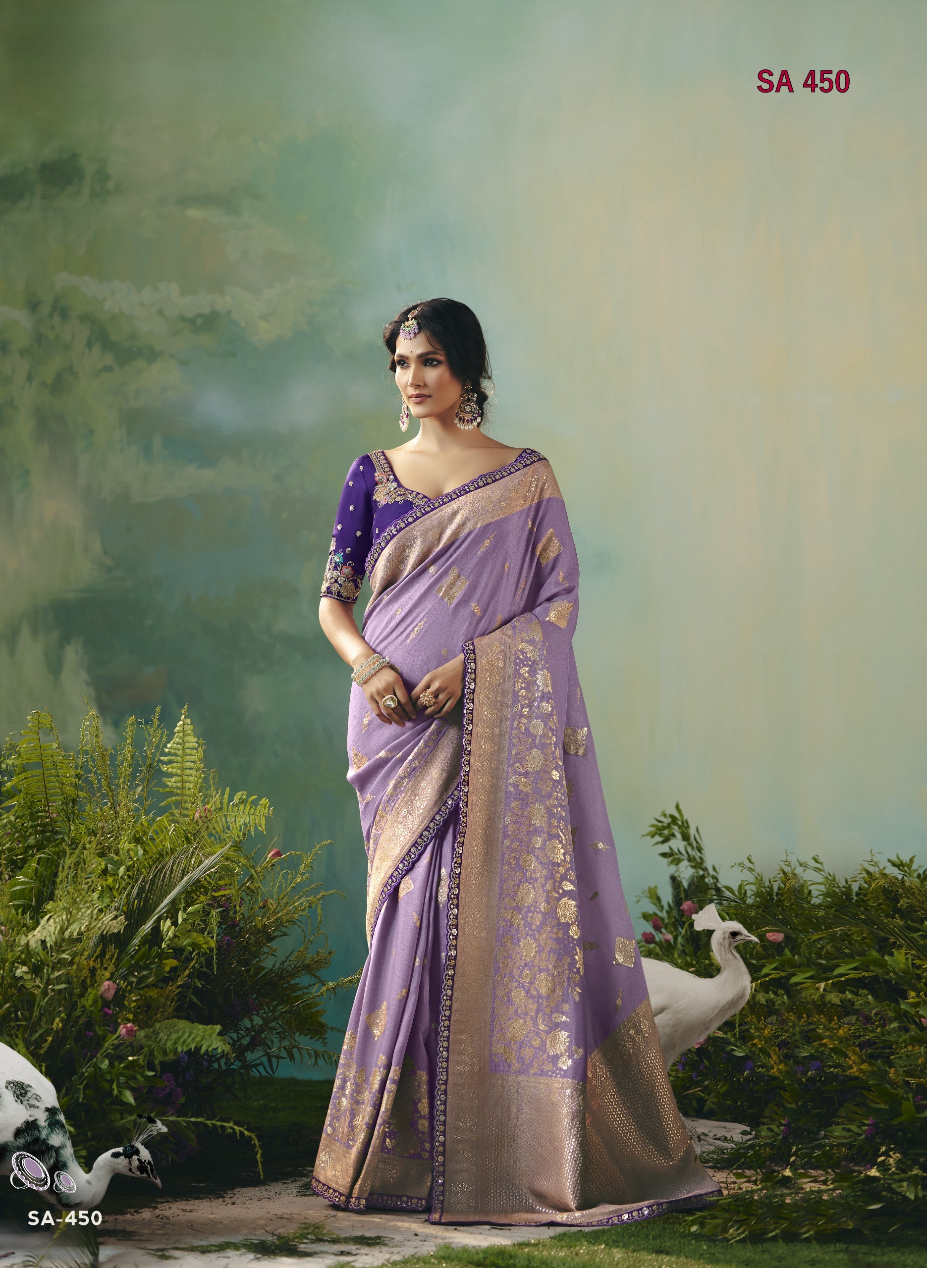 Lavender Embroidered Saree – Lavender & Gold